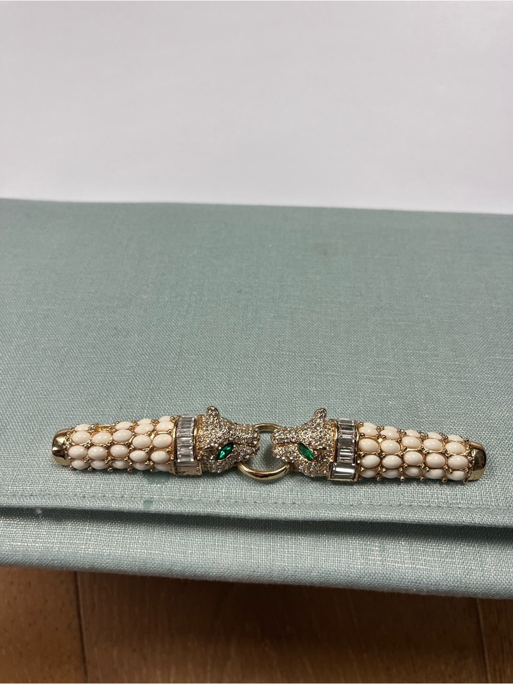New Garland Tiffany Clutch Double Panther Clasp Clutch Baby Blue - Picture 3 of 6